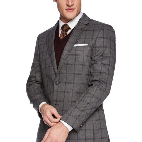 Tommy Hilfiger Blazer Dark Gray Windowpane Sz 36R